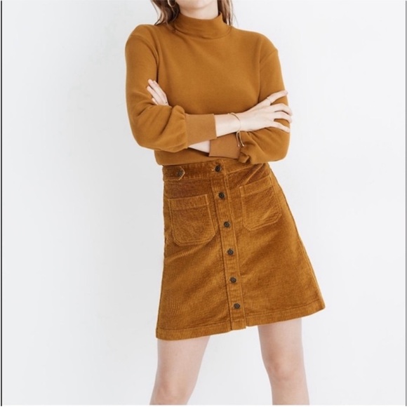 Madewell Dresses & Skirts - Madewell Corduroy size 14 Skirt Golden Ribbed Knit NWOT Patch Pocket Egyptian